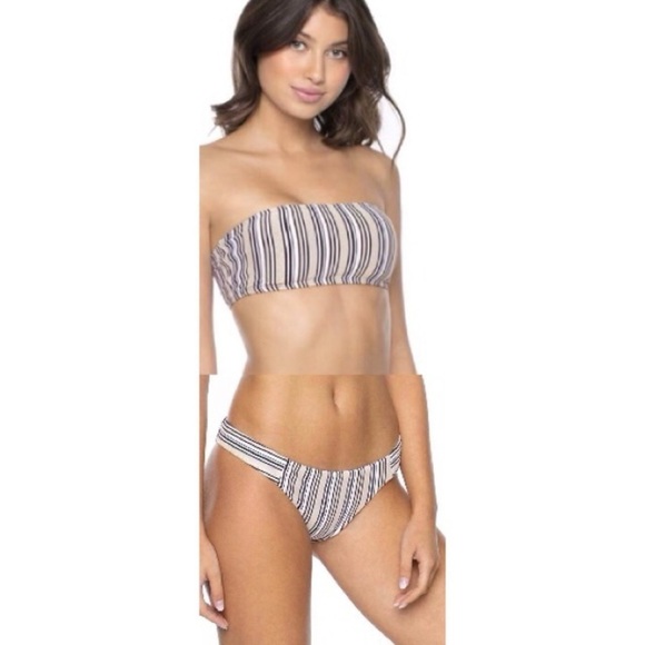 PilyQ Harbour Stripe Tube Bandeau Hipster Bikini - Picture 1 of 10